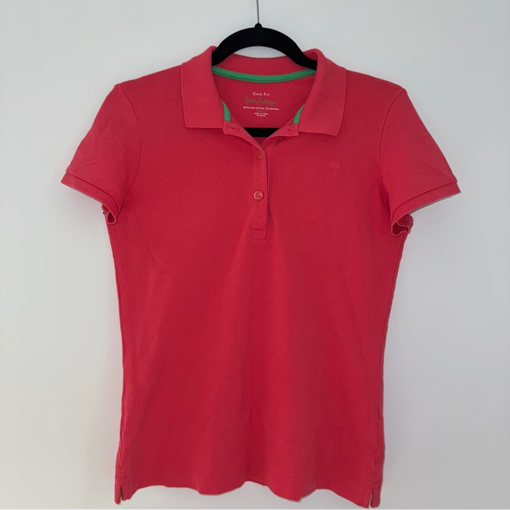 Lilly Pulitzer Chic Fit Pima Cotton Stretch Polo Shirt Pink Size Small